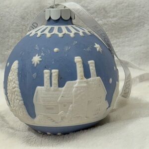 Wedgwood Blue Jasper ware Holiday Ornament Country side Manor, Church Topiary